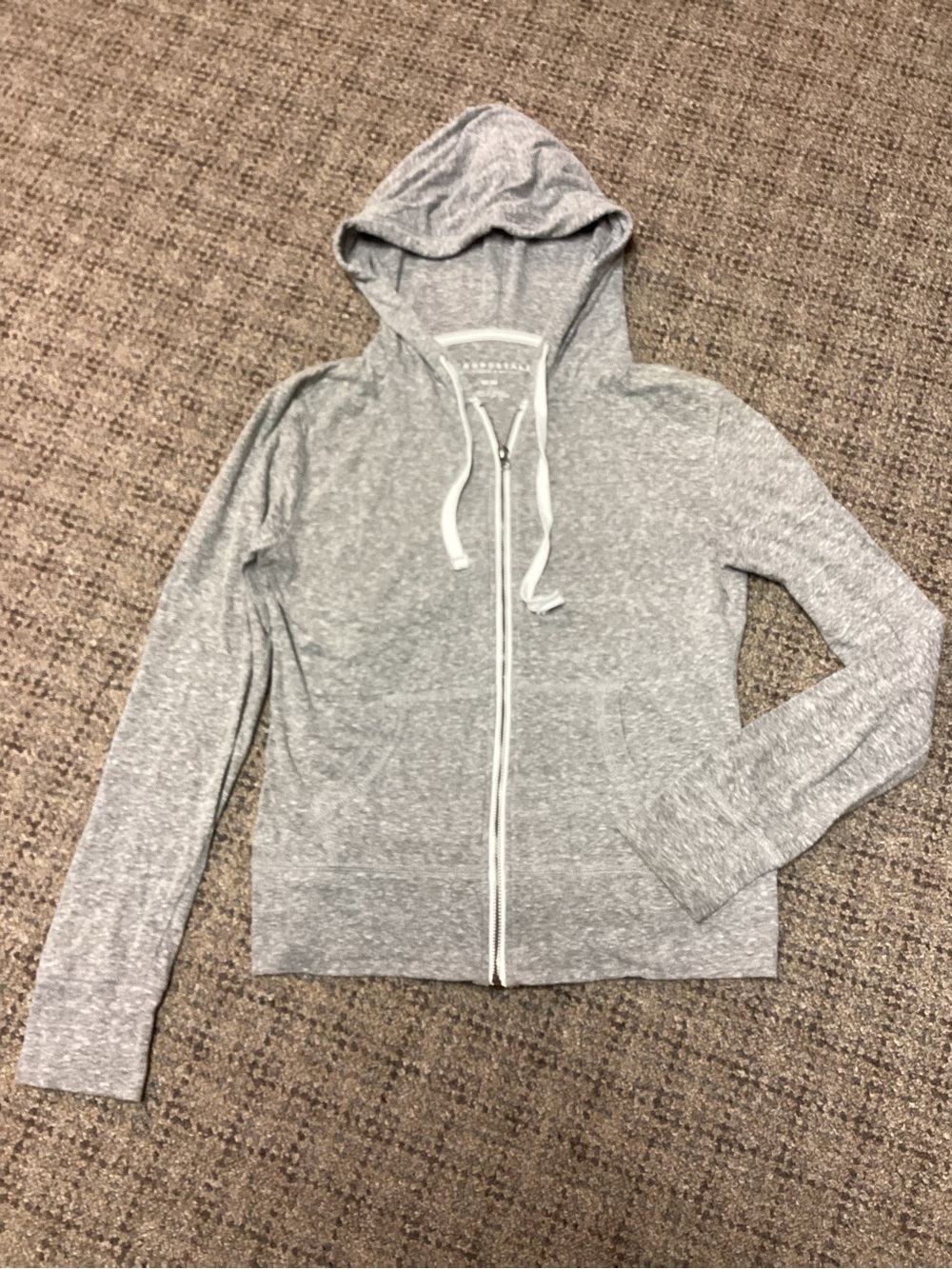Aeropostale Light Heather Gray Zip-Up Hoodie * Size Medium
